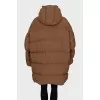 Oversized down jacket with a removable hood