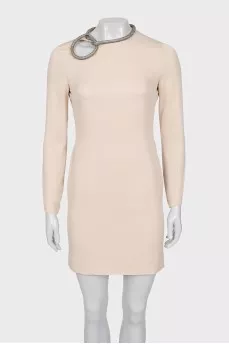 Beige dress with rhinestones