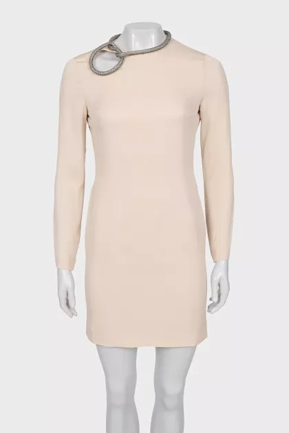 Beige dress with rhinestones