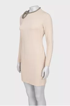 Beige dress with rhinestones