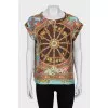 Silk T-shirt with print