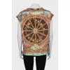 Silk T-shirt with print