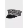 Houndstooth print caps with logo