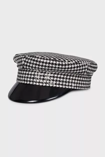 Houndstooth print caps with logo