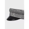Houndstooth print caps with logo