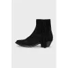 Suede Cossack boots with a mid-heel