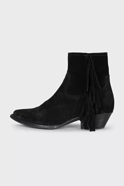 Suede Cossack boots with a mid-heel