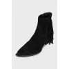 Suede Cossack boots with a mid-heel