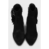 Suede Cossack boots with a mid-heel