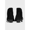 Suede Cossack boots with a mid-heel