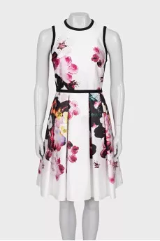 White dress with floral print