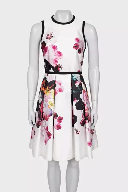 White dress with floral print