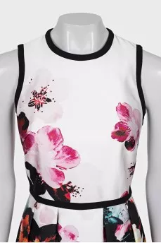 White dress with floral print
