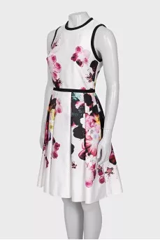 White dress with floral print