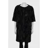 Black fur coat with short sleeves