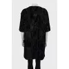 Black fur coat with short sleeves