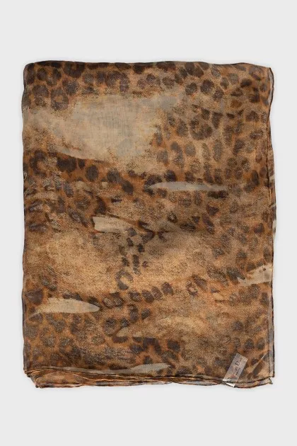 Animal print silk scarf
