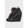 Leather ankle boots with fur inserts