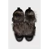 Leather ankle boots with fur inserts