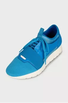 Light blue sneakers with leather inserts