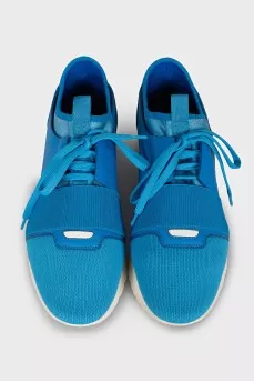 Light blue sneakers with leather inserts