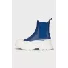Blue leather boots