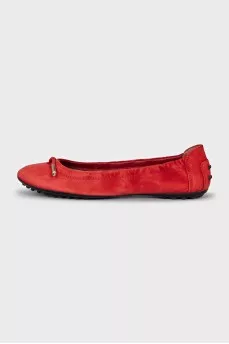 Red suede ballet flats