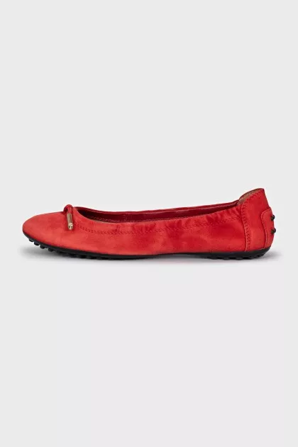 Red suede ballet flats