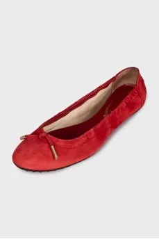 Red suede ballet flats