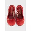 Red suede ballet flats