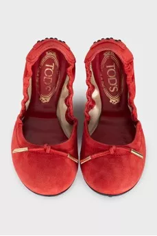 Red suede ballet flats