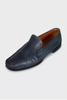 Men's blue leather loafers