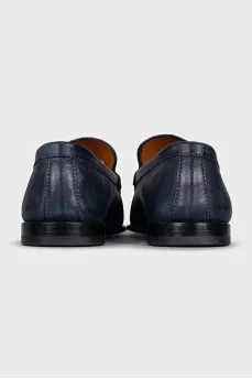 Men's blue leather loafers