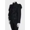 Jacket with buttons decorated with feathers