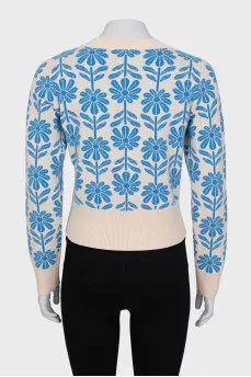 Floral print jumper made of wool and cashmere
