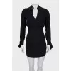Black mini dress with gold-tone hardware