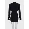 Black mini dress with gold-tone hardware