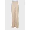 Beige silk and wool trousers