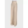 Beige silk and wool trousers
