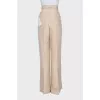 Beige silk and wool trousers