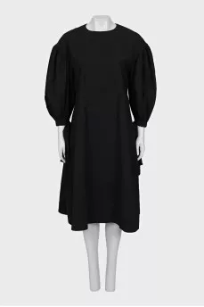Midi dress with puff sleeves