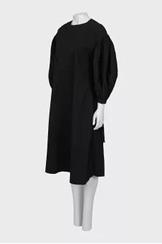 Midi dress with puff sleeves