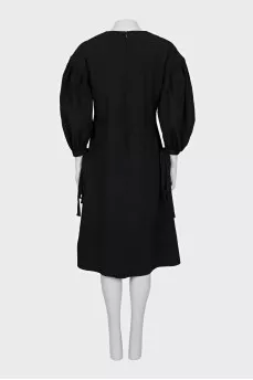 Midi dress with puff sleeves