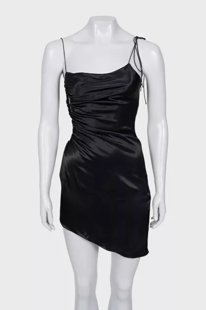 Black asymmetrical mini dress