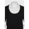 Straight T-shirt with metallic thread