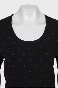 Straight T-shirt with metallic thread