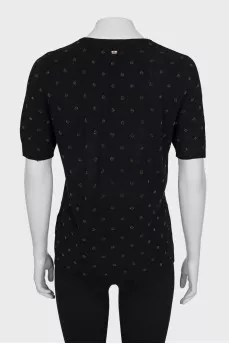 Straight T-shirt with metallic thread