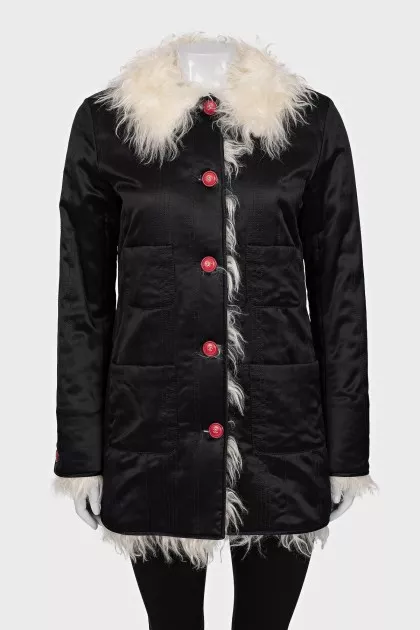 Black jacket with a long fur