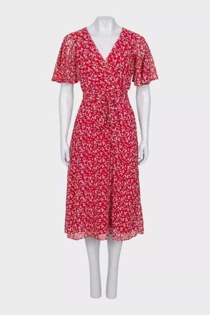 Fitted dress with printed belt
