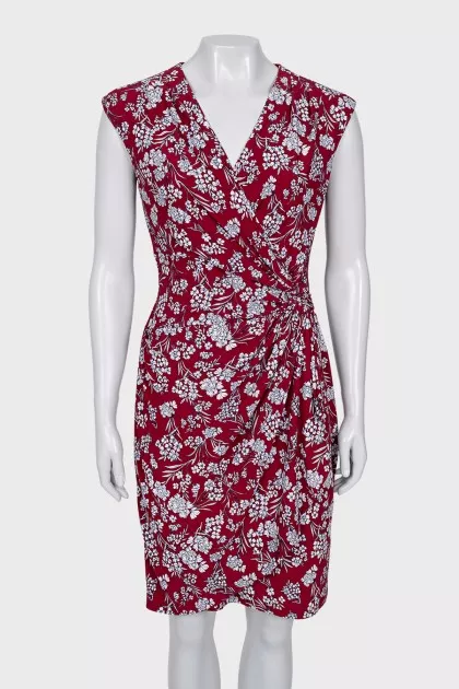 Fitted dress with printed draping